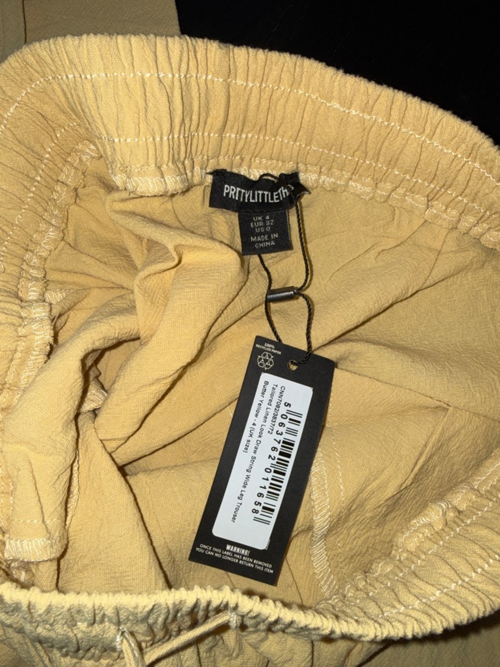 PrettyLittleThing Butter Yellow Tailored Linen Look Co-rd Set - Picture 4 of 9